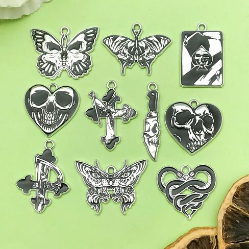 Wocraft 20pcs Silver Skull Butterfly Halloween Tharms for Jewelry Making Tharms Tharms Designs Designs Bracelets Striprings Actor Halloween Party Decoration Home Diy Art Craft Heals (SN952) in Saudi Arabia