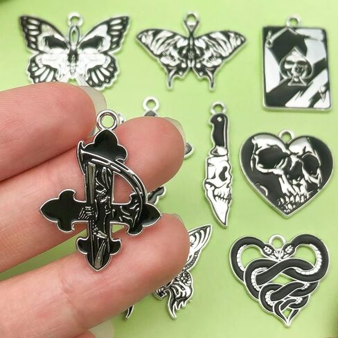 Wocraft 20pcs Silver Skull Butterfly Halloween Tharms for Jewelry Making Tharms Tharms Designs Designs Bracelets Striprings Actor Halloween Party Decoration Home Diy Art Craft Heals (SN952) in Saudi Arabia