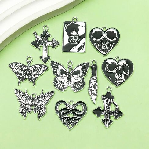 Wocraft 20pcs Silver Skull Butterfly Halloween Tharms for Jewelry Making Tharms Tharms Designs Designs Bracelets Striprings Actor Halloween Party Decoration Home Diy Art Craft Heals (SN952) in Saudi Arabia