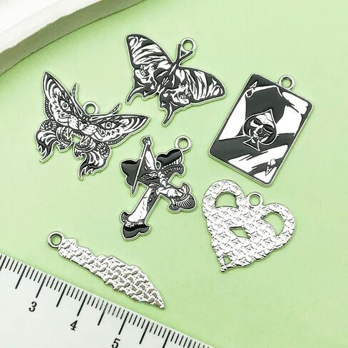 Wocraft 20pcs Silver Skull Butterfly Halloween Tharms for Jewelry Making Tharms Tharms Designs Designs Bracelets Striprings Actor Halloween Party Decoration Home Diy Art Craft Heals (SN952) in Saudi Arabia