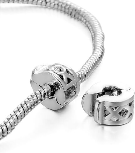 RUBYCA 20pcs Silver Color Clip Lock Stopper Clasp Beads DIY fit European Charm Bracelet Model 108 in Saudi Arabia