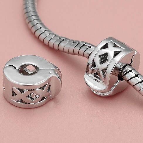 RUBYCA 20pcs Silver Color Clip Lock Stopper Clasp Beads DIY fit European Charm Bracelet Model 108 in Saudi Arabia