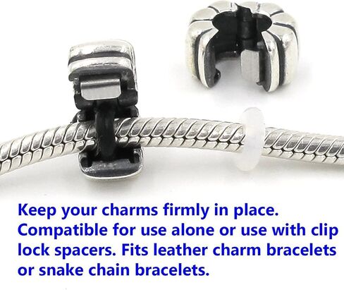 RUBYCA 20pcs Silver Color Clip Lock Stopper Clasp Beads DIY fit European Charm Bracelet Model 108 in Saudi Arabia