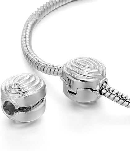 RUBYCA 20pcs Silver Color Clip Lock Stopper Clasp Beads DIY fit European Charm Bracelet Model 108 in Saudi Arabia