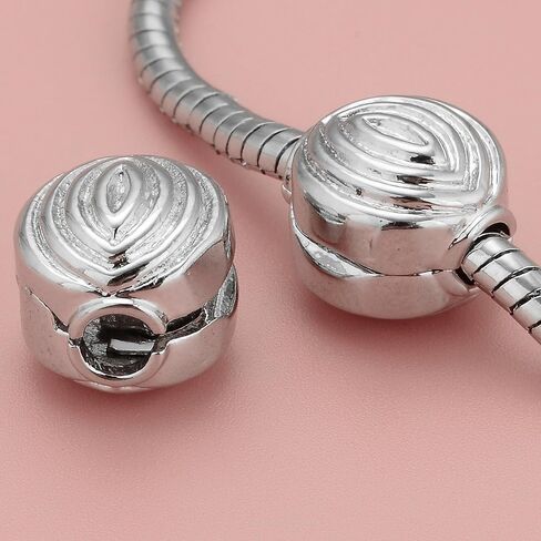 RUBYCA 20pcs Silver Color Clip Lock Stopper Clasp Beads DIY fit European Charm Bracelet Model 108 in Saudi Arabia