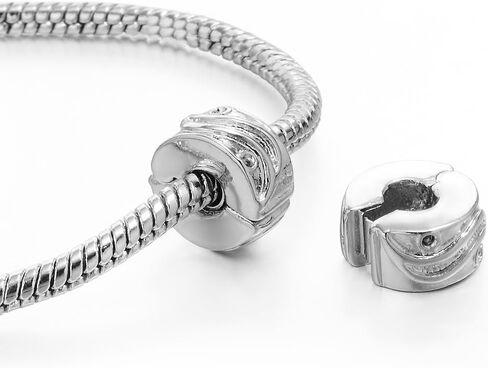RUBYCA 20pcs Silver Color Clip Lock Stopper Clasp Beads DIY fit European Charm Bracelet Model 108 in Saudi Arabia