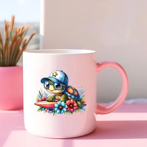 8pcs Beach & Pool Summer Turtle UV DTF Cup Wraps Transfer Waterproof Sticker for Glass Cups Furniture Craft DIY Crafts，Rub on Transfer Stickers for DIY Water Bottle Laptop Decal Wood Car in Saudi Arabia