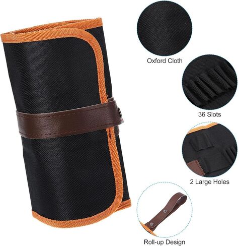 PATIKIL Handmade 36 Slots Roll Up Pencil Case, Oxford Cloth Pencil Wrap Pouch Pen Holder Organizer for Artist Drawing Coloring Sketching, Blue in Saudi Arabia