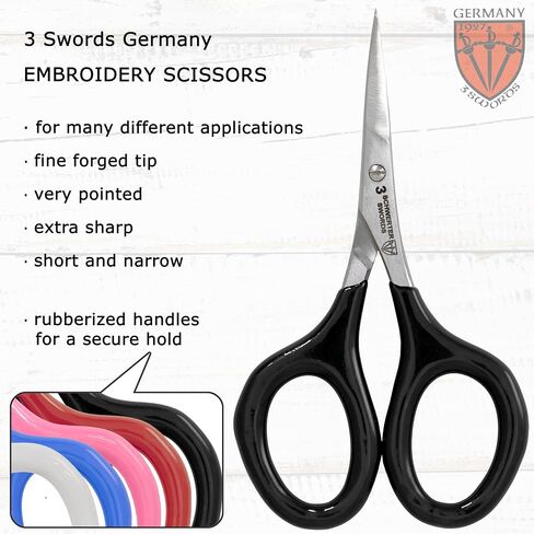 3 Swords Germany - Embroidery Scissors, Shears for Art Work, Daily Use in Household, Sewing, Art Work, Craft with Synthetic Leather case - blue/blue in Kuwait