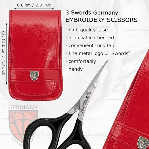 3 Swords Germany - Embroidery Scissors, Shears for Art Work, Daily Use in Household, Sewing, Art Work, Craft with Synthetic Leather case - blue/blue in Kuwait