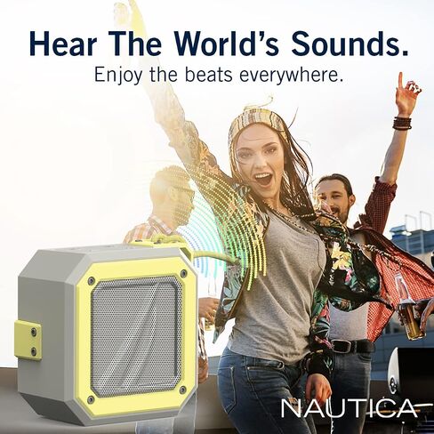 Nautica Bluetooth Portable Speaker, Waterproof Wireless Speaker, Outdoor Speaker, Bluetooth Patio Speakers, Loud Sound, Clear Audio, USB Drive, 15-Hour Playtime (Black/Black) in Saudi Arabia