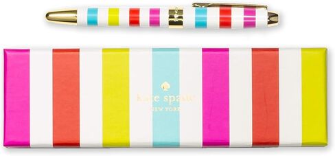 Kate Spade New York Black Ink Ballpoint Pen مع صندوق هدايا قابل لإعادة الاستخدام ، يقبل قلم المكتب الاحترافي للنساء عمليات التعبئة القياسية ، شريط الحلوى in Saudi Arabia