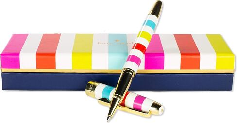 Kate Spade New York Black Ink Ballpoint Pen مع صندوق هدايا قابل لإعادة الاستخدام ، يقبل قلم المكتب الاحترافي للنساء عمليات التعبئة القياسية ، شريط الحلوى in Saudi Arabia