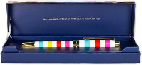 Kate Spade New York Black Ink Ballpoint Pen مع صندوق هدايا قابل لإعادة الاستخدام ، يقبل قلم المكتب الاحترافي للنساء عمليات التعبئة القياسية ، شريط الحلوى in Saudi Arabia