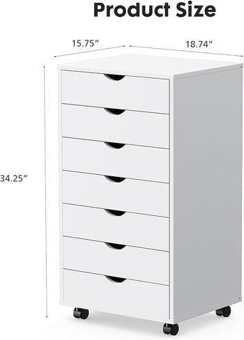 OLIXIS Chest File Cabinet 5 Drawers Wood Rolling Organization Storage Dresser with Wheels for Home Office 18.74" W x 15.75" D x 25.39" H in Saudi Arabia