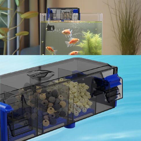 Hang On Aquarium Filter, Multi-Layer Aquarium Filter for 23.8 Gallon Fish Tanks, Low-Noise Operation Fish Tank Filter, Fish Tank Hang on Back Filter for Freshwater Saltwater Tank 110V ZY-A F-380 in Saudi Arabia