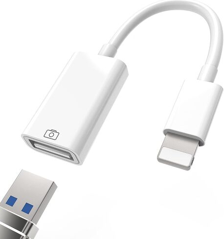 محول لايتنينج الى USB موصل كابل او تي جي لايفون 13 12 11 ميني برو ماكس اكس اكس اس ايباد ذكر محول ابل شاحن منفذ انثى للكاميرا والكيبورد والماوس محول للشحن in Kuwait