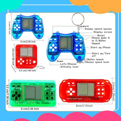48 Pack Mini Video Game Party Favors Video Game Keychain Handheld Video Game Key Chain for Kids Goddie Bag Fillers in Saudi Arabia