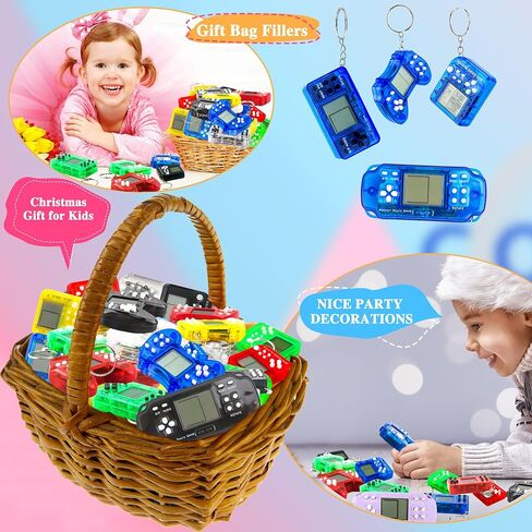 48 Pack Mini Video Game Party Favors Video Game Keychain Handheld Video Game Key Chain for Kids Goddie Bag Fillers in Saudi Arabia