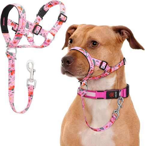 No-Pull Dog Headcollar, Gentle Lead for Large Dogs to Stop Heavy Pulling, Anti-Pull Head Halter Muzzle for Easy Control on Walks (Pink, Large) in Kuwait