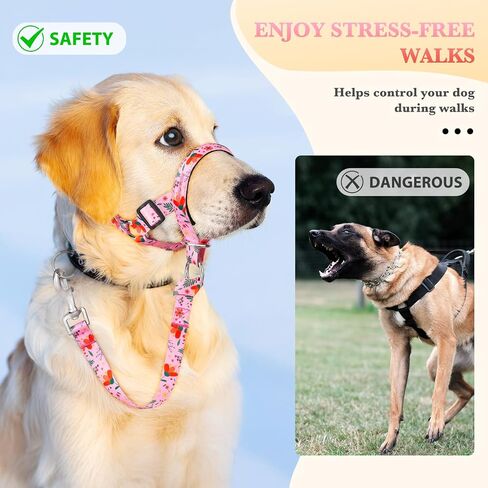 No-Pull Dog Headcollar, Gentle Lead for Large Dogs to Stop Heavy Pulling, Anti-Pull Head Halter Muzzle for Easy Control on Walks (Pink, Large) in Kuwait