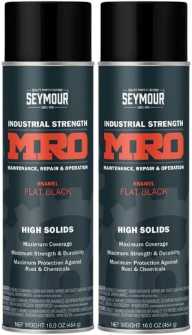 SEYMOUR 620-1433 Industrial MRO High Solids Spray Paint, Flat Black, 16 Ounce (Pack of 2) in Kuwait