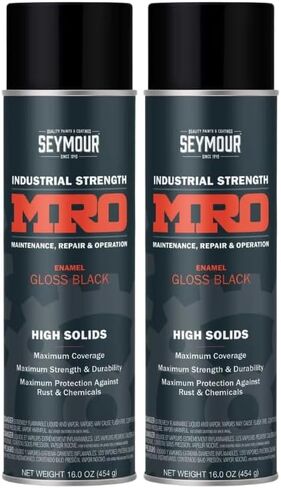 SEYMOUR 620-1433 Industrial MRO High Solids Spray Paint, Flat Black, 16 Ounce (Pack of 2) in Kuwait