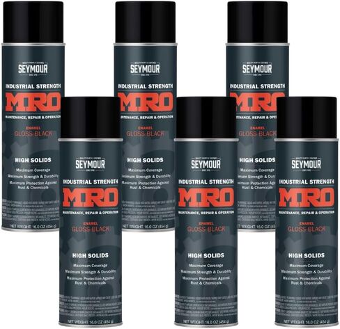 SEYMOUR 620-1433 Industrial MRO High Solids Spray Paint, Flat Black, 16 Ounce (Pack of 2) in Kuwait