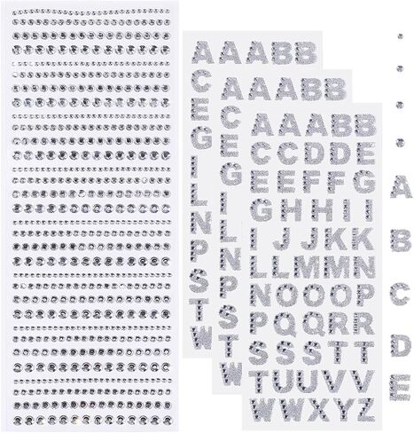 EORTA Set of 4 Rhinestone Alphabet Letter Stickers Sparkling Glitter Sticker Self Adhesive Letters for Grad Cap Handicraft Art Craft Laptops Water Bottles Phone, Silver in Saudi Arabia