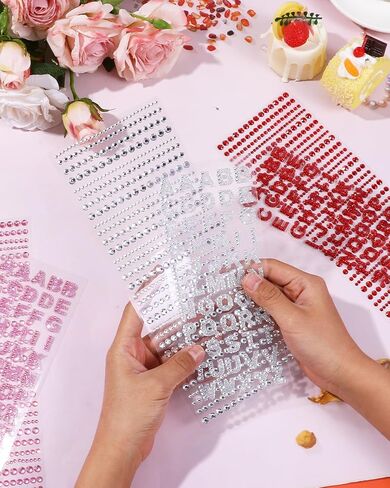 EORTA Set of 4 Rhinestone Alphabet Letter Stickers Sparkling Glitter Sticker Self Adhesive Letters for Grad Cap Handicraft Art Craft Laptops Water Bottles Phone, Silver in Saudi Arabia