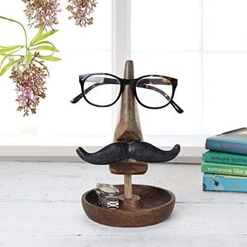 storeindya Handcrafted Wooden Eyeglass Spectacle Holder Organizer Spectacle Stand Trinket Tray Catch All Dish. (Design 9) in Kuwait