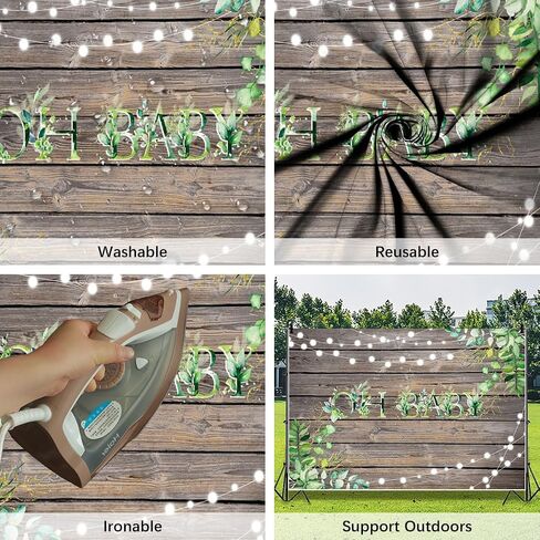 Baby Shower Backdrop,Oh Baby Birthday Party Banner,Rustic Wood Greenery Background Boy Girl Newborn Party Decoration Photography Background Supplies Durable Polyester Fabric Reusable 10x8Ft in Saudi Arabia