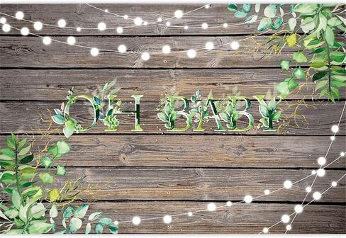 Baby Shower Backdrop,Oh Baby Birthday Party Banner,Rustic Wood Greenery Background Boy Girl Newborn Party Decoration Photography Background Supplies Durable Polyester Fabric Reusable 10x8Ft in Saudi Arabia