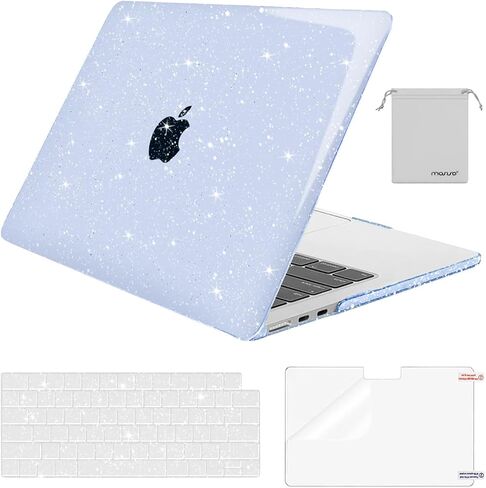 MOSISO Compatible with MacBook Air 13.6 inch Case 2022 2023 2024 Release M3 A3113 M2 A2681 Touch ID, Sparkly Glitter Plastic Hard Shell Case&Keyboard Cover&Screen Protector&Storage Bag, Transparent in Kuwait