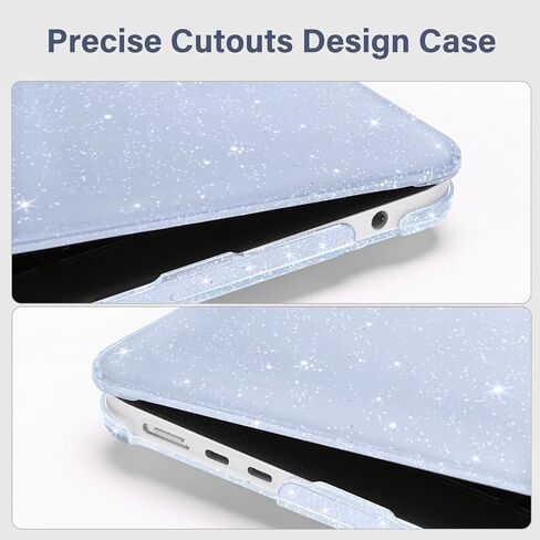 MOSISO Compatible with MacBook Air 13.6 inch Case 2022 2023 2024 Release M3 A3113 M2 A2681 Touch ID, Sparkly Glitter Plastic Hard Shell Case&Keyboard Cover&Screen Protector&Storage Bag, Transparent in Kuwait