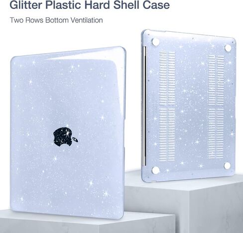 MOSISO Compatible with MacBook Air 13.6 inch Case 2022 2023 2024 Release M3 A3113 M2 A2681 Touch ID, Sparkly Glitter Plastic Hard Shell Case&Keyboard Cover&Screen Protector&Storage Bag, Transparent in Kuwait