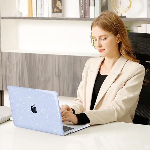 MOSISO Compatible with MacBook Air 13.6 inch Case 2022 2023 2024 Release M3 A3113 M2 A2681 Touch ID, Sparkly Glitter Plastic Hard Shell Case&Keyboard Cover&Screen Protector&Storage Bag, Transparent in Kuwait