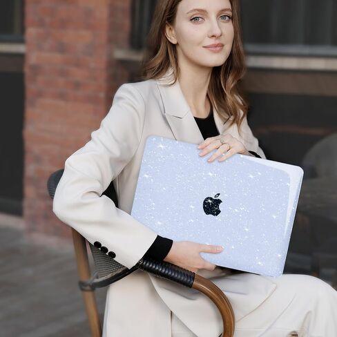 MOSISO Compatible with MacBook Air 13.6 inch Case 2022 2023 2024 Release M3 A3113 M2 A2681 Touch ID, Sparkly Glitter Plastic Hard Shell Case&Keyboard Cover&Screen Protector&Storage Bag, Transparent in Kuwait