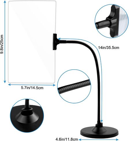 Magnifying Glass with Stand, 10"x6" Flexible Gooseneck Magnifying, Large Page Magnifier for Reading Small Prints & Low Vision Seniors with Aging Eyes in Kuwait