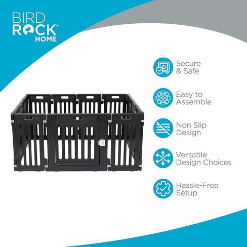 قفص لعب للكلاب من بيردروك هوم مع باب | 12 لوحة | 25.6 بوصة ارتفاع | بلاستيك قوي | قلم سياج أمان للجرو روضة للأطفال | بوابة آمنة وغير قابلة للانزلاق للحيوانات الأليفة | أبيض in Kuwait