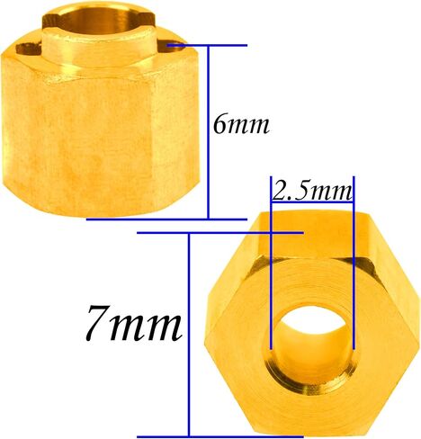 ShareGoo 7mm Brass Wheel Hex Hubs Hex Extenders Adapter 4/5/6mm Compatible with TRX4M Bronco Defender 1/18 RC Crawler Car (6mm) in Saudi Arabia