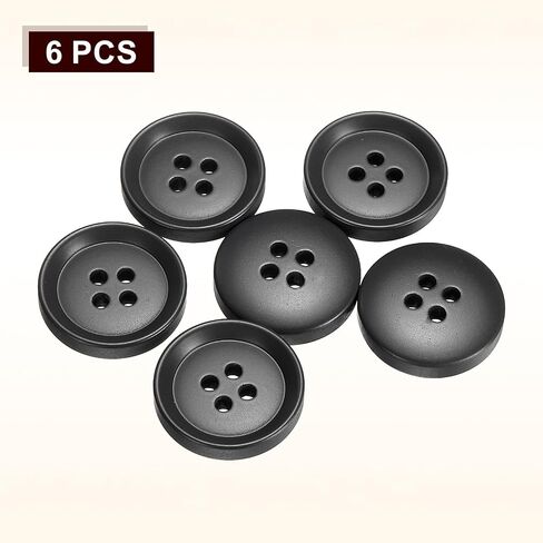 HARFINGTON 6pcs Sewing Button 20mm (0.79") 4 Holes Resin Round Craft Replacement Buttons for Clothing DIY Crafts Decoration, Black in Saudi Arabia