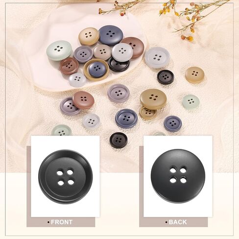 HARFINGTON 6pcs Sewing Button 20mm (0.79") 4 Holes Resin Round Craft Replacement Buttons for Clothing DIY Crafts Decoration, Black in Saudi Arabia