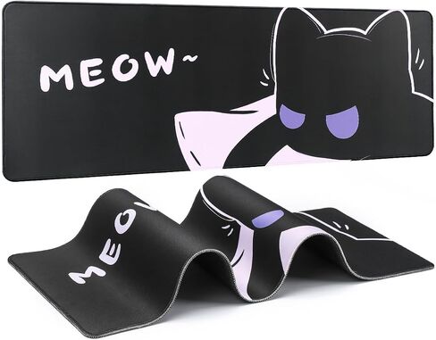 YUNZII Keynovo Gaming Mouse Pad, Large Mouse Pad, Non-Slip 4mm Laptop Gaming Desk Pad for Office and Home(Cool cat, 31.49'' x 11.8'') in Saudi Arabia