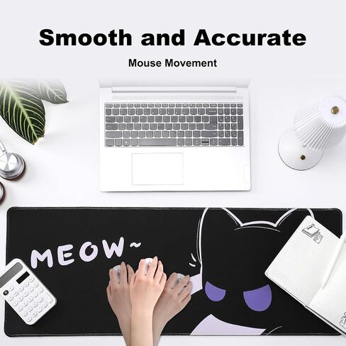 YUNZII Keynovo Gaming Mouse Pad, Large Mouse Pad, Non-Slip 4mm Laptop Gaming Desk Pad for Office and Home(Cool cat, 31.49'' x 11.8'') in Saudi Arabia