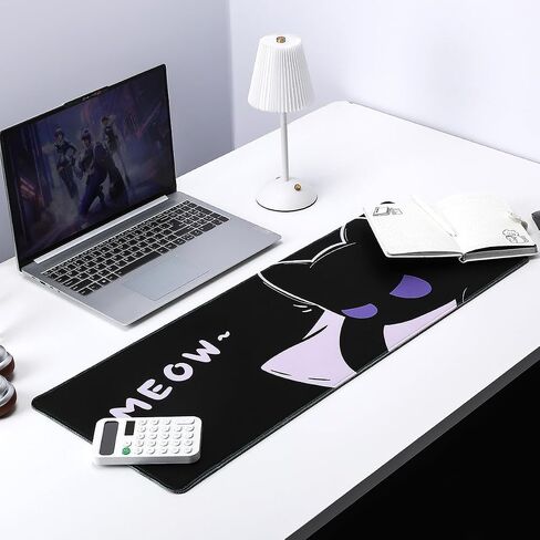 YUNZII Keynovo Gaming Mouse Pad, Large Mouse Pad, Non-Slip 4mm Laptop Gaming Desk Pad for Office and Home(Cool cat, 31.49'' x 11.8'') in Saudi Arabia