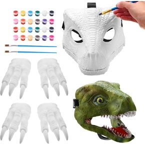 2 قناع ديناصور من البلاستيك الصلب مع مخالب الدهانات فارغة DIY DINO قناع الديناصور هدايا فروي