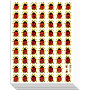 Ladybug01 - 10 أوراق الخنفساء أو Ladybird Gold Edge Sticker Devinative Scraptors ، ملصقات عاكسة للأطفال - الحجم 4 × 5.25 بوصة.