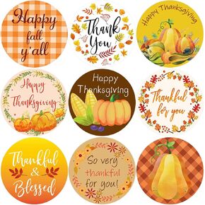 Fall Sticker Happy Thanksgiving Stickers Thank You Holidays Labels 210Pcs 7 Sheets