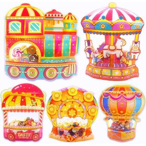 30PCS Carnival Party Gift Fags Circus Caldy Goodie Bags Ferris Wheel & Carousel & Train & Snack Cart